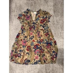 Lavender Brown Floral Patterned Women's Dress sz M